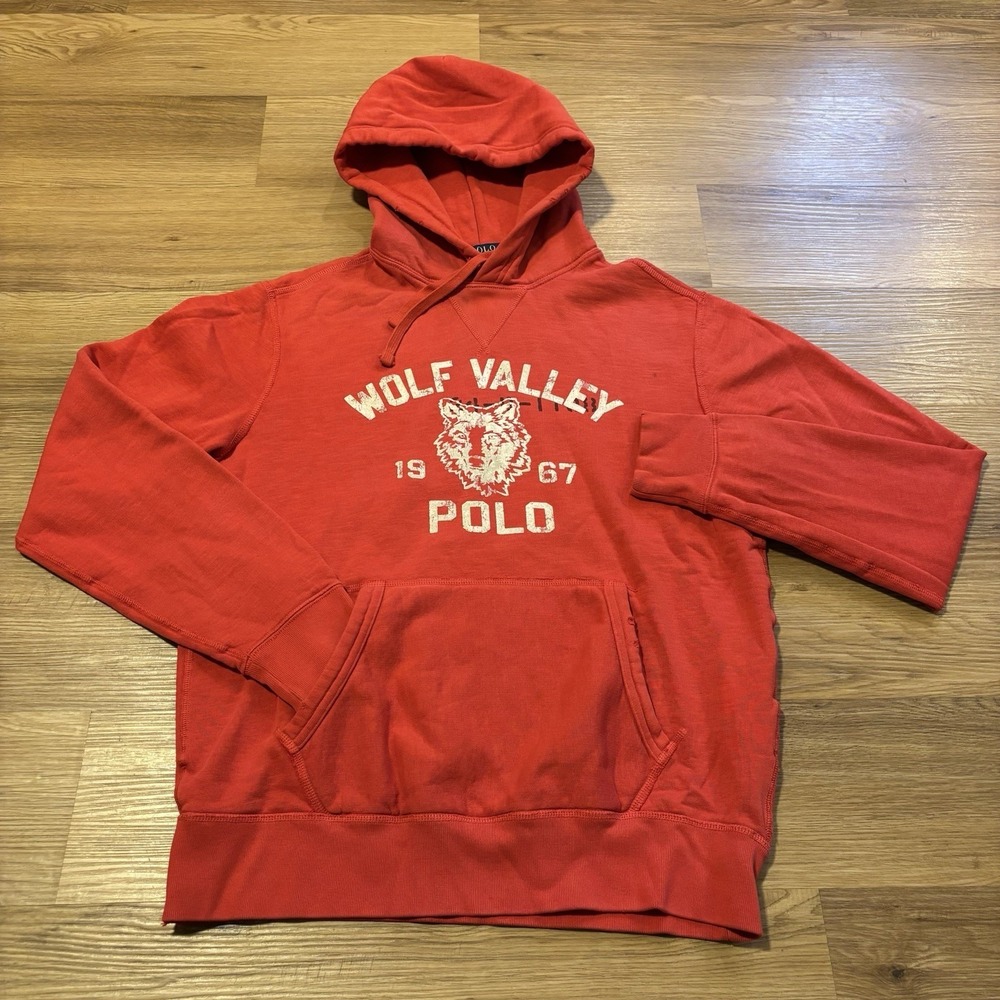 Polo Ralph Lauren‎ Hoodie Men's M Wolf Valley 1967 Distressed Graphic Pullover